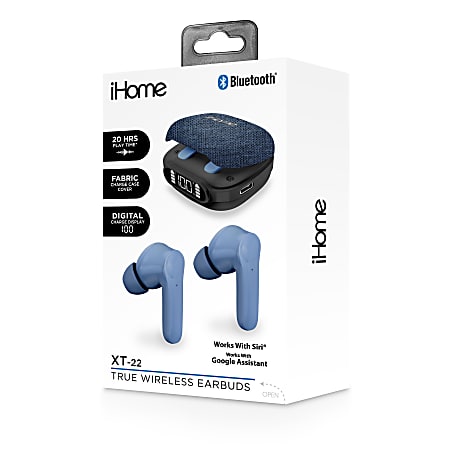 Bytech iHome XT-22 True Wireless Bluetooth In-Ear Earbuds, Blue, HMAUBE237BL