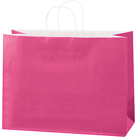 Partners Brand Tinted Paper Shopping Bags, 12"H x 16"W x 6"D, Cerise, Case Of 250