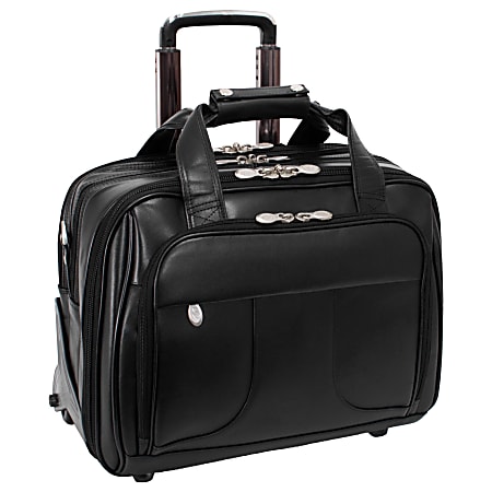 McKlein Chicago Wheeled Leather Laptop Case With Removable
