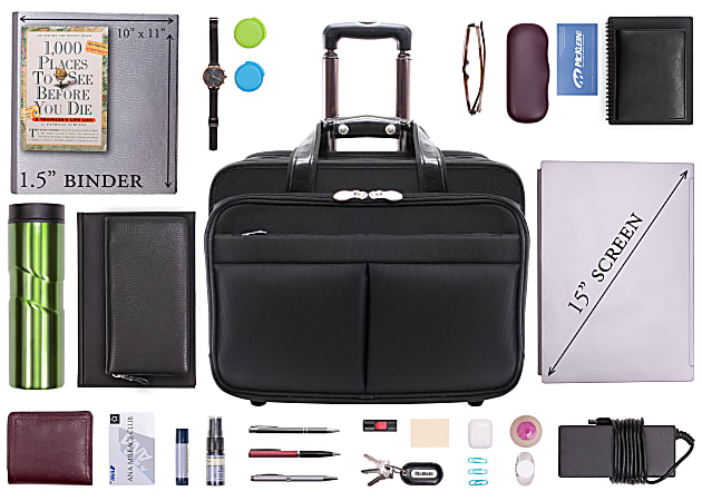 McKlein Roosevelt Detachable Wheeled Nylon Laptop Case Black