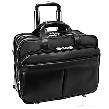 McKlein Roosevelt Detachable Wheeled Leather Laptop Case Black - Office ...