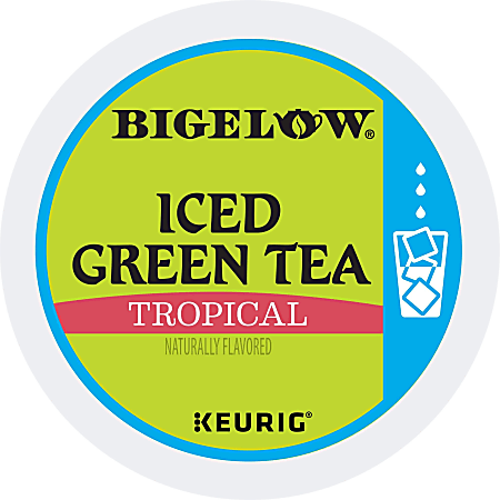 Bigelow Tropical Iced Green Tea K-Cup Pods, 0.10 Oz, Pack Of 22 Pods