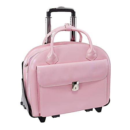 McKlein Glen Ellyn Italian Leather Briefcase With Front Key Lock, Pink