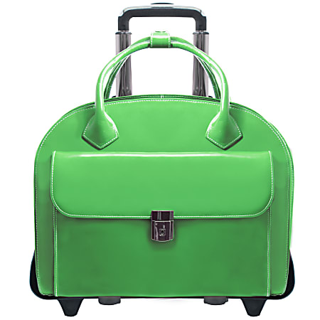 McKlein Glen Ellyn Italian Leather Briefcase With Front Key Lock, Green