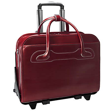 McKlein Willow Brook Leather Detachable-Wheeled Briefcase, Red