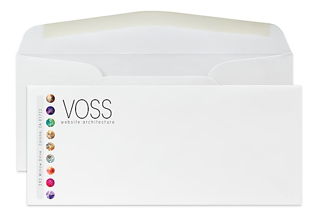 Custom Full Color #10 Flat Print Envelopes With Moisture/Gum-Seal, 4-1/8" x 9-1/2", CLASSIC CREST®/Solar White, Box Of 250 Envelopes