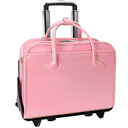 McKlein Willow Brook Leather Detachable-Wheeled Briefcase, Pink