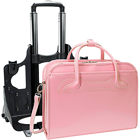 Pink briefcase on wheels 2025