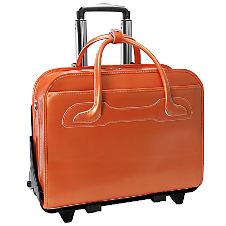 McKlein Willow Brook Leather Detachable-Wheeled Briefcase, Orange