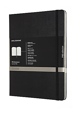 Moleskine PRO Notebook, 7-1/2" x 10", Ruled, 192 Pages, Black