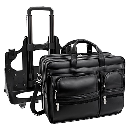 Rolling leather laptop bag top