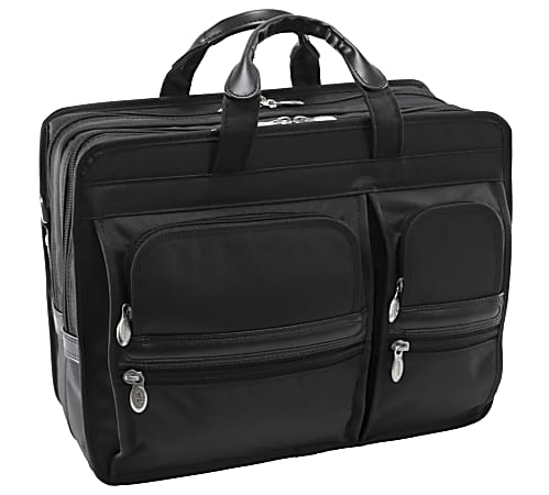 McKlein Clinton Detachable-Wheeled Tech-Lite Polyester Laptop Case, Black