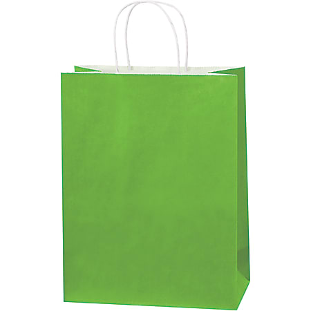 Partners Brand Tinted Paper Shopping Bags, 13"H x 10"W x 5"D, Citrus Green, Case Of 250
