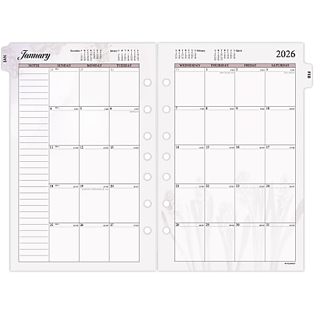 AT A GLANCE 2026 Monthly Planner Refill Loose Leaf Desk Size 5 12 x 8 ...
