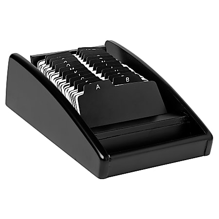 Rolodex® Business Card Tray, 2 1/4" x 4", Wood Tones, Black