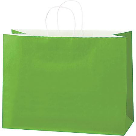 Partners Brand Tinted Paper Shopping Bags, 12"H x 16"W x 6"D, Citrus Green, Case Of 250