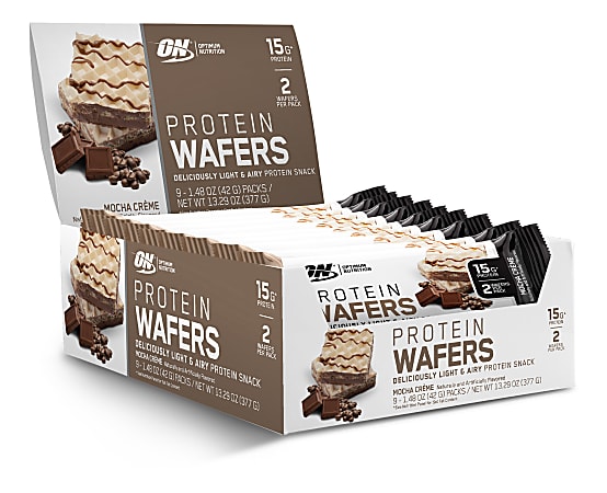 OPTIMUM NUTRITION Protein Wafers Protein Snack Mocha Creme, 1.48 oz, 9 Count
