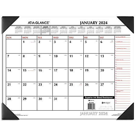 2024 AT A GLANCE 2 Color Monthly Desk Pad Calendar 21 34 x 17