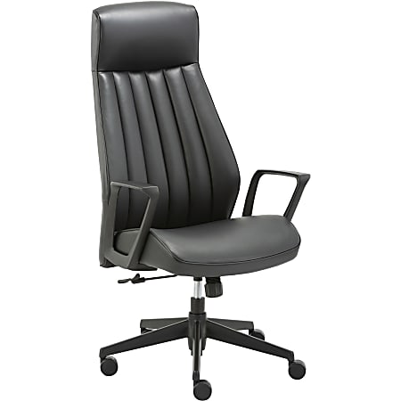 Lorell® Bonded Leather High-Back Executive Chair, Black