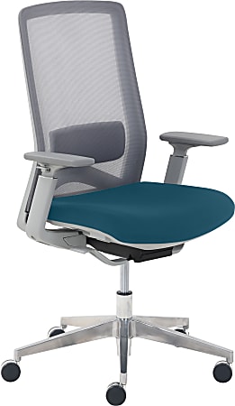 True Commercial Melbourne Mesh/Fabric Mid-Back Chair, Teal/Off-White
