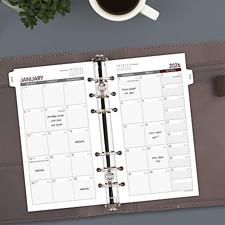 AT A GLANCE 2026 Monthly Planner Refill Loose Leaf Portable Size 3 34 x ...