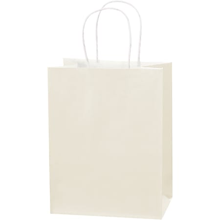 Partners Brand Tinted Paper Shopping Bags, 10 1/4"H x 8"W x 4 1/2"D, French Vanilla, Case Of 250