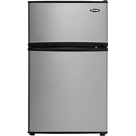 Danby Dual-Door 3.2 Cu Ft Compact Refrigerator/Freezer, Stainless/Black