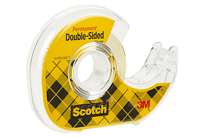Scotch Permanent Double Sided Tape with Dispenser, 1/2 x 25 yds., Clear, 6  Pack (665-6PKC40)