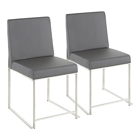 LumiSource High-Back Fuji Dining Chairs, Silver/Gray, Set Of