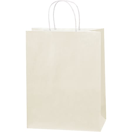 Partners Brand Tinted Paper Shopping Bags, 13"H x 10"W x 5"D, French Vanilla, Case Of 250