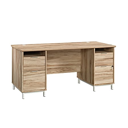 Sauder® Portage Park 66”W Commercial Double Pedestal Executive Desk, Kiln Acacia
