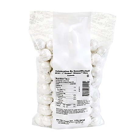 Sweetworks Gumballs, 2-Lb Bag, White Shimmer