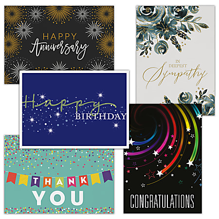 Custom All Occasion Cards With Envelopes, 7-7/8" x 5-5/8", All Occasion, Pack Of 25 Cards