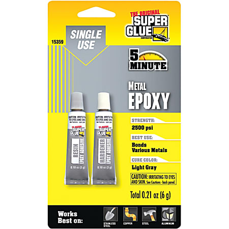 Super Glue Single Use Quick Setting Metal Epoxy 0.21 oz Hazy clear