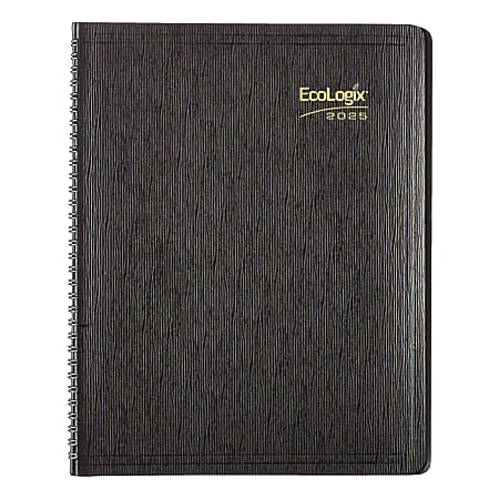 2024-2026 Brownline 14-Month EcoLogix Monthly Planner, 11" x 8-1/2", 100% Recycled, Black, December To January, CB435W.BLK