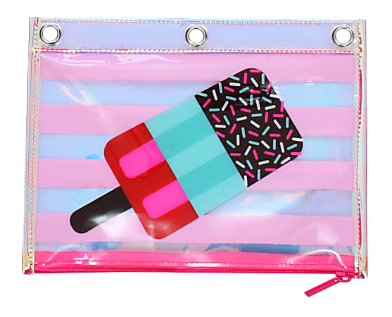 Office Depot® Brand 3-Ring TPU Pencil Pouch, 7" x 9-7/10", Ice Cream
