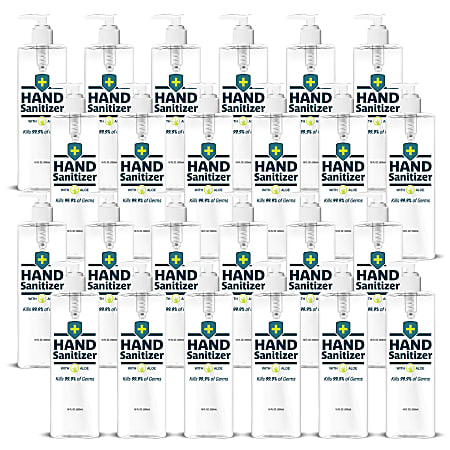 Hand Sanitizer with Aloe, Fragrance-Free, 16 Oz Bottles, Case of 24