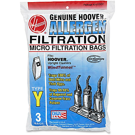 Hoover Type Y Allergen Filtration Bags - 36 / Carton - Type Y - Black