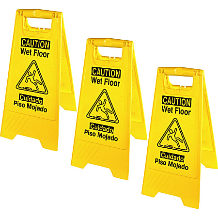 Genuine Joe Universal Graphic Wet Floor Sign - 3 / Bundle - Wet Floor Print/Message - Foldable - Yellow Genuine Joe Universal Graphic Wet Floor Sign - 3 / Bundle - Wet Floor Print/Message - Foldable - Yellow