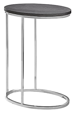 Monarch Specialties Xavier Accent Table, 25"H x 12"W x 18-1/2"D, Gray/Chrome