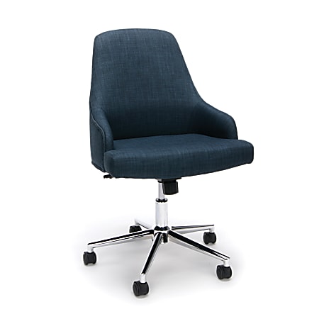 Essentials By OFM Upholstered High-Back Chair, Fabric, Blue/Chrome