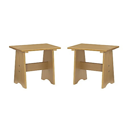 Linon Payson Wooden Backless Benches, 17”H x 19-3/5”W x 12”D, Honey, Set Of 2 Benches
