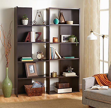 Realspace® Cove Springs Expanding 5-Shelf Bookcase, Espresso