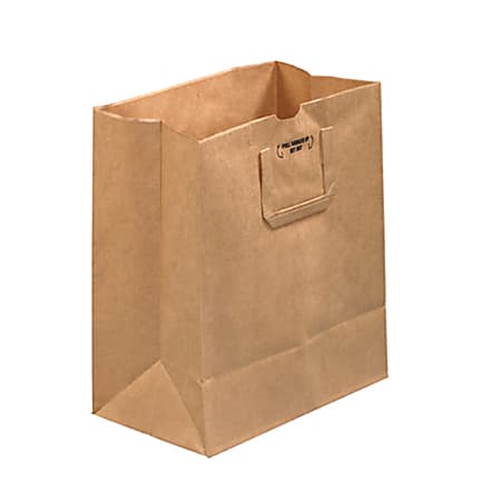 Partners Brand Flat Handle Grocery Bags, 14"H x 12"W x 7"D, Kraft, Case Of 300