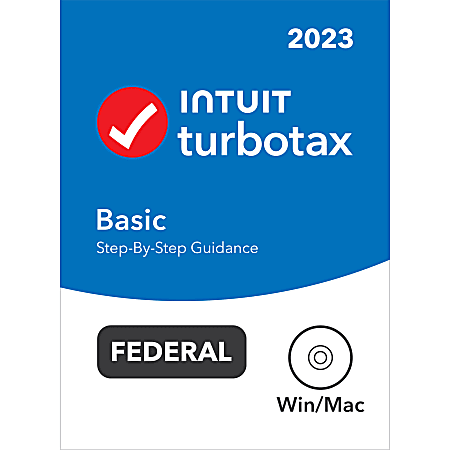 TurboTax Basic 2023 Federal Only + E-file, For PC/Mac, Disc Or Download