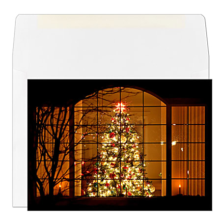 Custom Full-Color Holiday Cards With Envelopes, 7" x 5", Welcoming Glow, Box Of 25 Cards