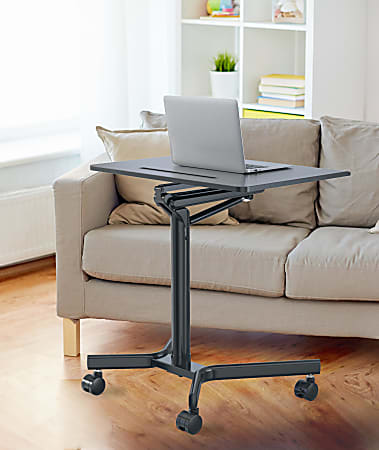 Realspace&reg; 28"W Mobile Sit-to-Stand Compact Desk/Laptop Cart Workstation, 28-3/4"H x 28"W x 22-1/16"D, Black