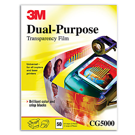 3M™ Dual-Purpose Transparency Film For Copiers And Laser Printers, Box Of 50