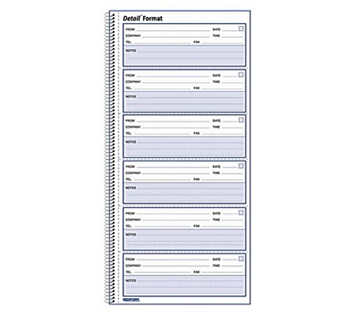 Rediform Voice Mail Log Book - 600 Sheet(s) - Wire Bound - 1 Part - 5 5/8" x 10 5/8" Sheet Size - White Sheet(s) - Blue Print Color - White Cover - Recycled - 1 Each
