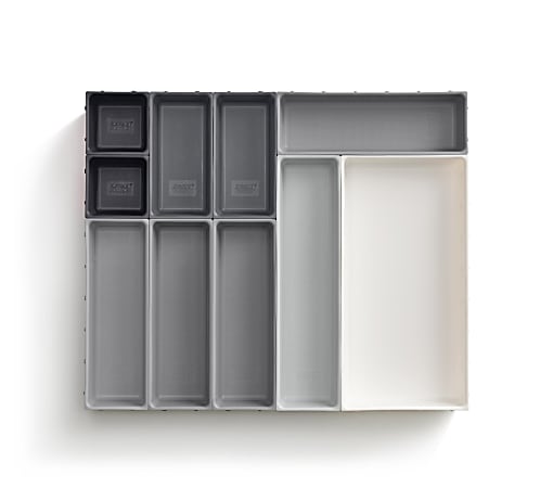 Joseph Joseph 10-Piece Drawer Organizer, 2&rdquo;H x 20-3/4&rdquo;W x 17-1/2&rdquo;D, Gray